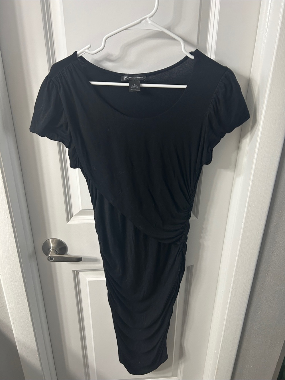 INC International Concepts Black Ruched Midi Dress